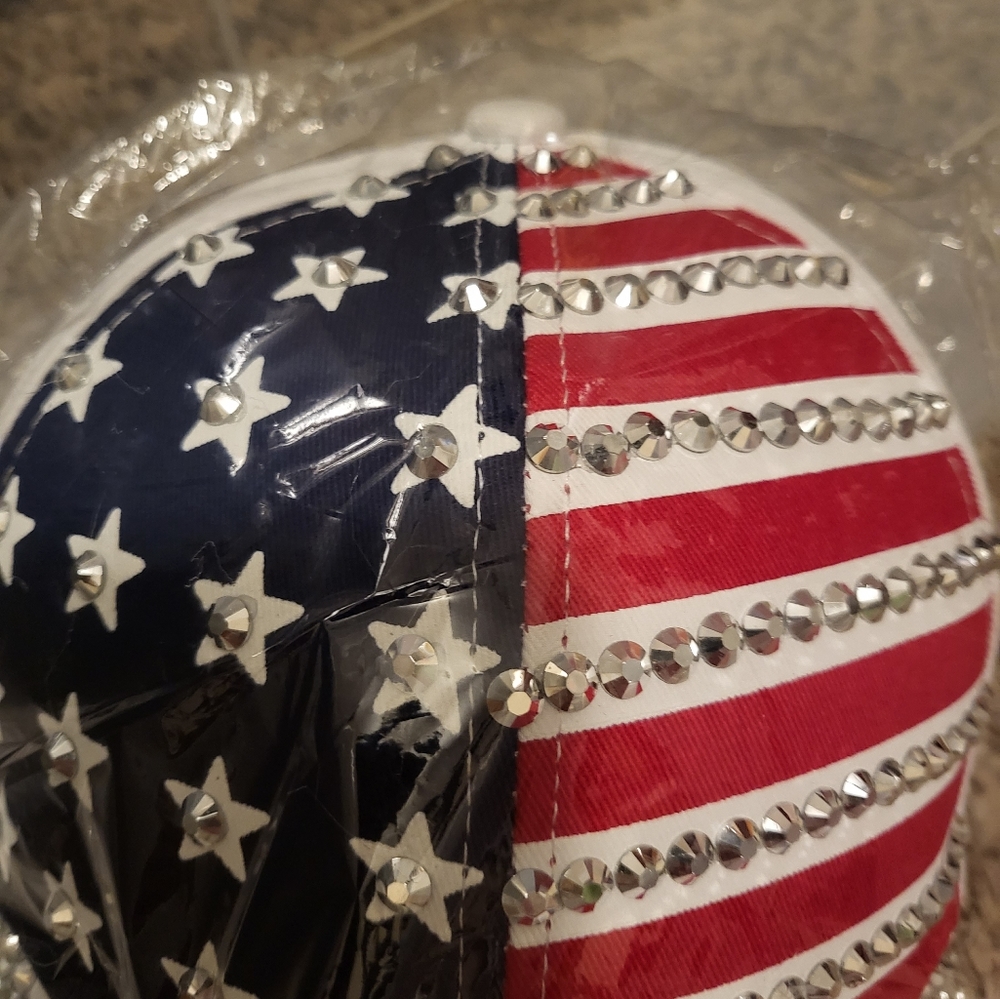 Cap Baseball American Flag Bling NWT